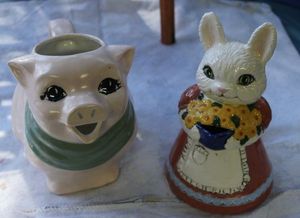 lot 268 image: Cute Vintage Ceramic Pitcher and Ceramic Bunny Pitcher