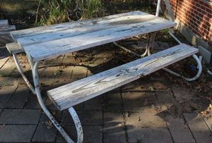 lot 351 image: Large Wood and Metal Picnic Table, Needs Refinished