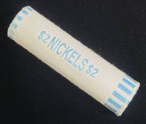 lot 37 image: Unsearched Bank Roll of Nickels