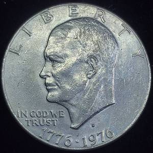 lot 74 image: Bicentennial 1976 Eisenhower Dollar