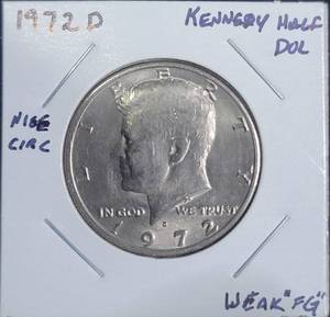 lot 98 image: ERROR 1972 D Kennedy Half Dollar Weak FG