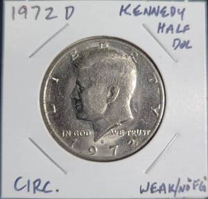 lot 108 image: ERROR 1972 D Kennedy Half Dollar Weak FG