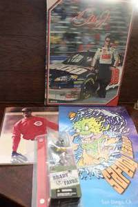 lot 77 image: Random Sports Lot Including A Signed Poster by the Safety Orange Surf Team