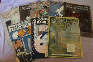 lot 243 image: Lot of Ten Antique Pieces of Sheet Music