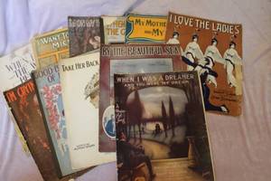 lot 244 image: Lot of Ten Antique Pieces of Sheet Music
