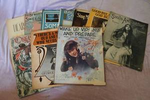lot 246 image: Lot of 10 Antique Pieces of Sheet Music
