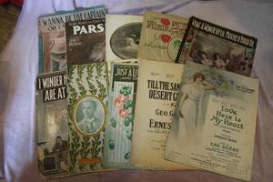 lot 249 image: Lot of 10 Antique Pieces of Sheet Music