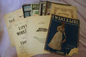 lot 251 image: Lot of 10 Antique Pieces of Sheet Music
