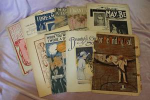 lot 252 image: Lot of 10 Antique Pieces of Sheet Music