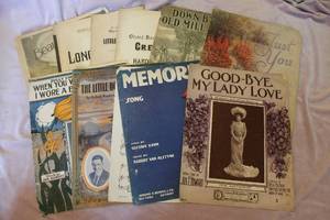 lot 254 image: Lot of 10 Antique Pieces of Sheet Music
