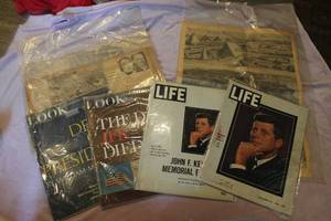 lot 240 image: Lot of Magazines from the Death of JFK and two Newspaper Sheets