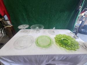 lot 103 image: Selection of glass cake plates and treat dishes