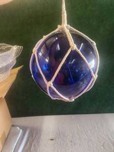 lot 110 image: Large Japanese glass fishing ball - glass hanging ball decor.