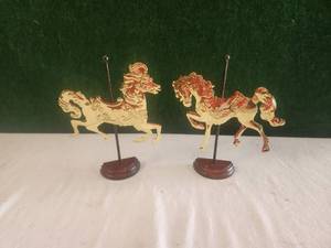 lot 140 image: Set of 2 metal carousel horses