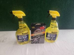 lot 153 image: Prestone Windshield de-icer and armor all wheel cleaning wipes