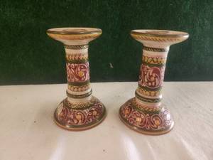 lot 186 image: Italian made candlestick holders - signed by artist