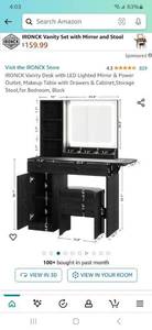 lot 235 image: Ironck Vanity set with mirror and stool - Box was damaged in shipping - items believed to be all there - pictures are for reference