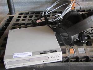 lot 24 image: Magnavox dvd player, sony headphones