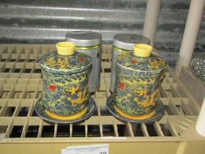 lot 70 image: Tea cups qty 2 with 2 canisters for Japanese tea