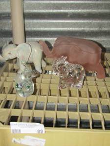 lot 88 image: clear glass elephants, elephant trinket, white glass elephant