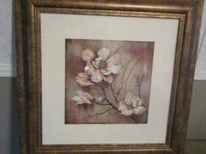 lot 139 image: FLORAL ART  by Katherine White size 26x26  FRAMED
