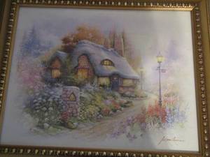 lot 142 image: Andre Orpinas 19x23 framed COTTAGE ART