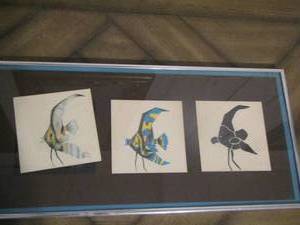 lot 145 image: 10x21 framed fish art no artist