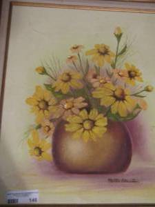 lot 146 image: 25 x 20 sunflower hand painted art by nettis blartan