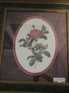 lot 147 image: cedar creek art collection single red rose framed 24x22