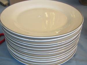 lot 200 image: 12 Silver Rim Dinner Plates