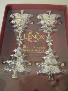 lot 192 image: Set of 4 Lenox napkin rings new in box CHRISTMAS TREES