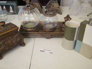 lot 198 image: bathroom dcor, soap dispenser, cotton ball and q tip holder and more