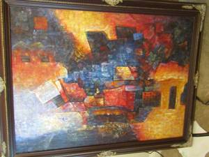 lot 19 image: painted framed canvas very beautiful unknown artist 4 12 fr x 3 12 ft.
