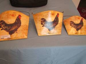 lot 221 image: set of 3 metal handled rooster basket