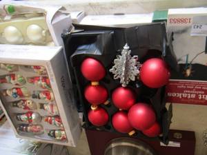 lot 243 image: Christmas ornaments, rope lights