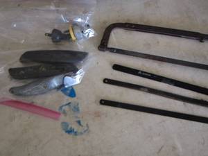 lot 331 image: hand saw with blades- putty knifes