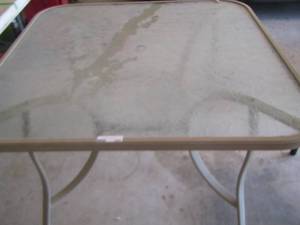 lot 334 image: Outdoor patio set with square table and 4 matching chairs