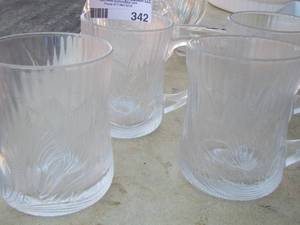 lot 342 image: 4 clear crystal handled coffee cups