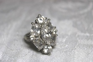 lot 45 image: Sterling Silver - Marquis shaped ring marked 925, size 6.5 weighs 12g