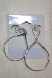 lot 62 image: Sterling Silver - Silver hoop earrings with level closures marked 925 Mexico