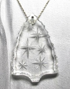 lot 98 image: Sterling Silver - Clear Christmas tree pendant on silver chain necklace