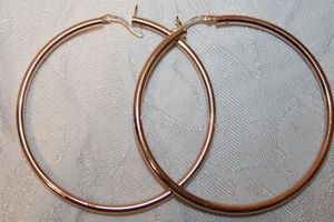 lot 74 image: Sterling Silver - 2-12 Rose gold finish hoop earrings marked 925