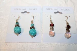lot 72 image: Sterling Silver - 2 sets dangle earrings wires marked 925