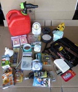 lot 307 image: Gas can plus assorted household hardware and accessories as shown