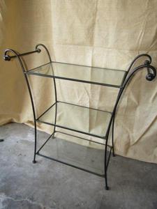 lot 366 image: Decorative occasional shelf metal frame with glass shelves