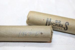 lot 176 image: 2 rolls of nickels - 1 1963-D, 1 1965-P