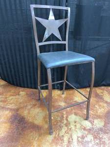 lot 12 image: Nice Metal Texas Star Western tall chair-VERY STURDY