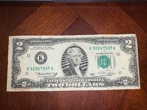 lot 18 image: 1976 2 Dollar Bill-Used Good Condition see pics.