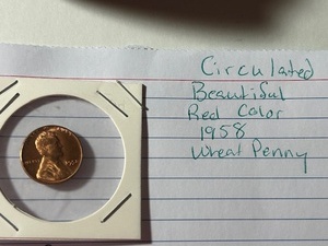 lot 15 image: Circulated beautiful 1958 wheat penny