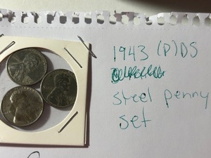 lot 13 image: 1943 war steel wheat penny set (P)DS